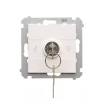 SIMON 55 WMDL-0K012x-111 Łącznik na kluczyk roletowy jednobiegunowy (moduł) 3 pozycyjny „I-0-II” 2 styki N/O, 5 A, 250 V~; Biały mat
