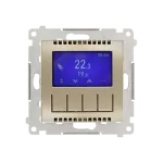 Simon 54 WMDR-17xxx1-044 Termostat programowalny z wyświetlaczem z wew/zewn czujnikiem temperatury, bez sondy (moduł) 16(2) A, 230V~; złoty mat