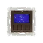 Simon 54 WMDR-17xxx1-046 Termostat programowalny z wyświetlaczem z wew/zewn czujnikiem temperatury, bez sondy (moduł) 16(2) A, 230V~; brąz mat