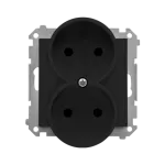 SIMON 55 WMDW-00200N-149 Gniazdo wtyczkowe podwójne bez uziemienia z przesłonami (moduł) 16 A, 250 V~, szybkozłącza; Czarny mat