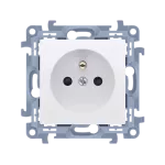 SIMON 10 WC-GZ1Zxxx-01-11xx Gniazdo wtyczkowe z uziemieniem pojedyncze z przesłonami torów prądowych (moduł) 16A, 250V~, zaciski śrubowe; biały