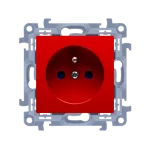 SIMON 10 WC-GZ1Zxxx-01-22xx Gniazdo wtyczkowe z uziemieniem pojedyncze z przesłonami torów prądowych (moduł) 16A, 250V~, zaciski śrubowe; czerwone