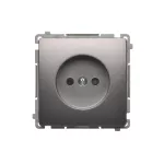 SIMON BASIC WMUW-00101x-J021 Gniazdo wtyczkowe bez uziemienia (moduł), z przesłonami torów prądowych 16A, 250V~, zaciski śrubowe; stal inox