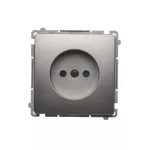 SIMON BASIC WMUW-00101x-H021 Gniazdo wtyczkowe bez uziemienia (moduł), z przesłonami torów prądowych 16A, 250V~, zaciski śrubowe; satynowy