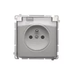 SIMON BASIC WMUW-53110x-1021 Gniazdo wtyczkowe z uziemieniem, bryzgoszczelne IP44 (moduł) 16A, 250V~, zaciski śrubowe. Klapka transparentna; biały