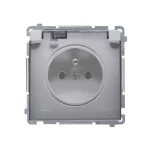 SIMON BASIC WMUW-53110x-J021 Gniazdo wtyczkowe z uziemieniem, bryzgoszczelne IP44 (moduł) 16A, 250V~, zaciski śrubowe. Klapka transparentna; stal inox