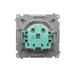 SIMON BASIC WMUW-53110x-J021 Gniazdo wtyczkowe z uziemieniem, bryzgoszczelne IP44 (moduł) 16A, 250V~, zaciski śrubowe. Klapka transparentna; stal inox