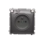 SIMON BASIC WMUW-53110x-J021 Gniazdo wtyczkowe z uziemieniem, bryzgoszczelne IP44 (moduł) 16A, 250V~, zaciski śrubowe. Klapka transparentna; stal inox