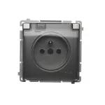 SIMON BASIC WMUW-53110x-H021 Gniazdo wtyczkowe z uziemieniem, bryzgoszczelne IP44 (moduł) 16A, 250V~, zaciski śrubowe. Klapka transparentna; satynowy