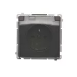 SIMON BASIC WMUW-53110x-5021 Gniazdo wtyczkowe z uziemieniem, bryzgoszczelne IP44 (moduł) 16A, 250V~, zaciski śrubowe. Klapka transparentna; czekoladowy