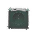 SIMON BASIC WMUW-53111x-Z021 Gniazdo wtyczkowe z uziemieniem, z przesł. torów prądowych, bryzgoszczelne IP44 (moduł) 16A, 250V~, zaciski śrubowe, klapka transp.; zielone