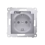 SIMON 54 WMDW-521111-043 Gniazdo Schuko do wersji IP44 z przesłonami z uszczelką ramki (moduł) 16A, 250V~, zaciski śrubowe, klapka transparentna; srebrny mat