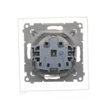 SIMON 54 WMDW-521111-043 Gniazdo Schuko do wersji IP44 z przesłonami z uszczelką ramki (moduł) 16A, 250V~, zaciski śrubowe, klapka transparentna; srebrny mat