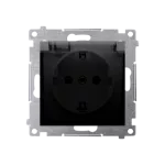SIMON 54 WMDW-52111x-049 Gniazdo Schuko do wersji IP44 z przesłonami z uszczelką ramki (moduł) 16A, 250V~, zaciski śrubowe, klapka transparentna; czarny mat