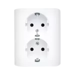 SIMON 54 WMEW-12211N-101 Gniazdo podwójne Schuko podtynkowe z przesłonami torów prądowych wersja skandynawska 16A, 250V~, zaciski śrubowe; biały