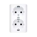 SIMON 54 WMEW-22211C-101 Gniazdo podwójne Schuko natynkowe z przesłonami torów prądowych wersja skandynawska 16A, 250V~, szybkozłącza; biały