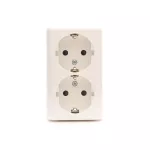 SIMON 54 WMEW-22211C-101 Gniazdo podwójne Schuko natynkowe z przesłonami torów prądowych wersja skandynawska 16A, 250V~, szybkozłącza; biały