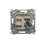 SIMON 54 WMDK-0610xx-044 Gniazdo komputerowe pojedyncze RJ45 kategoria 6 z przesłoną przeciwkurzową (moduł); złoty mat