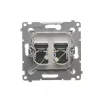 SIMON 54 WMDK-0620xx-011 Gniazdo komputerowe podwójne RJ45 kategoria 6, z przesłoną przeciwkurzową (moduł); biały