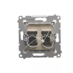 SIMON 54 WMDK-0620xx-041 Gniazdo komputerowe podwójne RJ45 kategoria 6, z przesłoną przeciwkurzową (moduł); kremowy