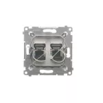 SIMON 54 WMDK-0620xx-043 Gniazdo komputerowe podwójne RJ45 kategoria 6, z przesłoną przeciwkurzową (moduł); srebrny mat