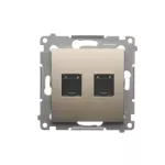 SIMON 54 WMDK-0620xx-044 Gniazdo komputerowe podwójne RJ45 kategoria 6, z przesłoną przeciwkurzową (moduł); złoty mat