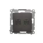 SIMON 54 WMDK-0620xx-046 Gniazdo komputerowe podwójne RJ45 kategoria 6, z przesłoną przeciwkurzową (moduł); brąz mat