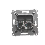 SIMON 54 WMDK-0620xx-046 Gniazdo komputerowe podwójne RJ45 kategoria 6, z przesłoną przeciwkurzową (moduł); brąz mat