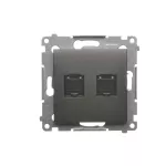 SIMON 54 WMDK-0620xx-048 Gniazdo komputerowe podwójne RJ45 kategoria 6, z przesłoną przeciwkurzową (moduł); antracyt