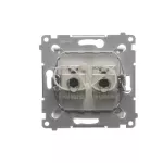 SIMON 54 WMDK-0640xx-011 Gniazdo komputerowe podwójne RJ45 kategoria 6 ekranowane z przesłoną przeciwkurzową (moduł); biały