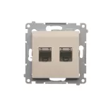 SIMON 54 WMDK-0640xx-041 Gniazdo komputerowe podwójne RJ45 kategoria 6 ekranowane z przesłoną przeciwkurzową (moduł); kremowy