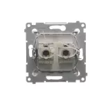 SIMON 54 WMDK-0640xx-043 Gniazdo komputerowe podwójne RJ45 kategoria 6 ekranowane z przesłoną przeciwkurzową (moduł); srebrny mat
