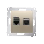 SIMON 54 WMDK-0640xx-044 Gniazdo komputerowe podwójne RJ45 kategoria 6 ekranowane z przesłoną przeciwkurzową (moduł); złoty mat