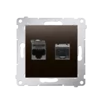 SIMON 54 WMDK-0640xx-046 Gniazdo komputerowe podwójne RJ45 kategoria 6 ekranowane z przesłoną przeciwkurzową (moduł); brąz mat