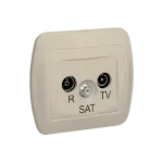 SIMON AKORD WMAA-43018x-9013 Gniazdo antenowe R-TV-SAT końcowe. Może być użyte jako gniazdo zakończeniowe do gniazd przelotowych R-TV-SAT; beż