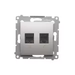 SIMON 54 WMDK-0600xx-043 Gniazdo komputerowe RJ45 kategoria 5e + telefoniczne RJ12 (moduł); srebrny mat