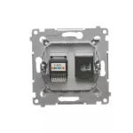SIMON 54 WMDK-0600xx-043 Gniazdo komputerowe RJ45 kategoria 5e + telefoniczne RJ12 (moduł); srebrny mat