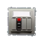 SIMON BASIC WMUG-01000x-H011 Gniazdo głośnikowe 1-krotne z polem opisowym (moduł). Przekrój przew. dla wejścia i wyjścia 2,5 mm2. Mocowanie na łapki i wkręty; satynowy