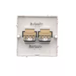 SIMON BASIC WMUT-0320x2-1011 Gniazdo telefoniczne RJ11 podwójne (moduł). Montaż gniazda na wkręty do puszki; biały