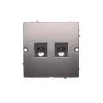 SIMON BASIC WMUT-0320x2-J011 Gniazdo telefoniczne RJ11 podwójne (moduł). Montaż gniazda na wkręty do puszki; stal inox