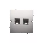 SIMON BASIC WMUT-0320x2-4011 Gniazdo telefoniczne RJ11 podwójne (moduł). Montaż gniazda na wkręty do puszki; srebrny mat