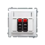 SIMON BASIC WMUG-02000x-1011 Gniazdo głośnikowe 2-krotne z polem opisowym (moduł). Przekrój przew.dla wejścia i wyjścia 2,5 mm2. Mocowanie na łapki i wkręty; biały