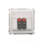 SIMON BASIC WMUG-02000x-1011 Gniazdo głośnikowe 2-krotne z polem opisowym (moduł). Przekrój przew.dla wejścia i wyjścia 2,5 mm2. Mocowanie na łapki i wkręty; biały