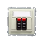 SIMON BASIC WMUG-02000x-9011 Gniazdo głośnikowe 2-krotne z polem opisowym (moduł). Przekrój przew.dla wejścia i wyjścia 2,5 mm2. Mocowanie na łapki i wkręty; beż