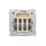 SIMON BASIC WMUG-04000x-9011 Gniazdo głośnikowe 4-krotne z polem opisowym (moduł). Do podłączenia 4 kolumn głośnikowych. Mocowanie gniazda na łapki i wkręty; beż