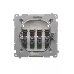 SIMON BASIC WMUG-04000x-J011 Gniazdo głośnikowe 4-krotne z polem opisowym (moduł). Do podłączenia 4 kolumn głośnikowych. Mocowanie gniazda na łapki i wkręty; stal inox