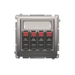 SIMON BASIC WMUG-04000x-H011 Gniazdo głośnikowe 4-krotne z polem opisowym (moduł). Do podłączenia 4 kolumn głośnikowych. Mocowanie gniazda na łapki i wkręty; satynowy