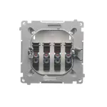 SIMON BASIC WMUG-04000x-H011 Gniazdo głośnikowe 4-krotne z polem opisowym (moduł). Do podłączenia 4 kolumn głośnikowych. Mocowanie gniazda na łapki i wkręty; satynowy