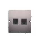 SIMON BASIC WMUT-0020x2-J011 Gniazdo telefoniczne RJ12 podwójne (moduł). Montaż gniazda na wkręty do puszki; stal inox