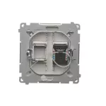 SIMON BASIC WMUK-0610xx-J011 Gniazdo komputerowe RJ45, kategoria 6, pojedyncze z przesłoną przeciwkurzową (moduł). Montaż na łapki lub wkręty; stal inox